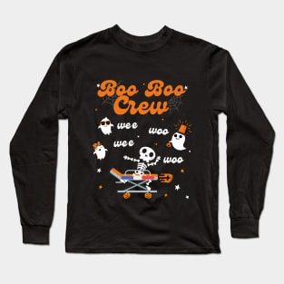 Wee Woo Wee Woo Boo Boo Crew Funny Halloween Long Sleeve T-Shirt